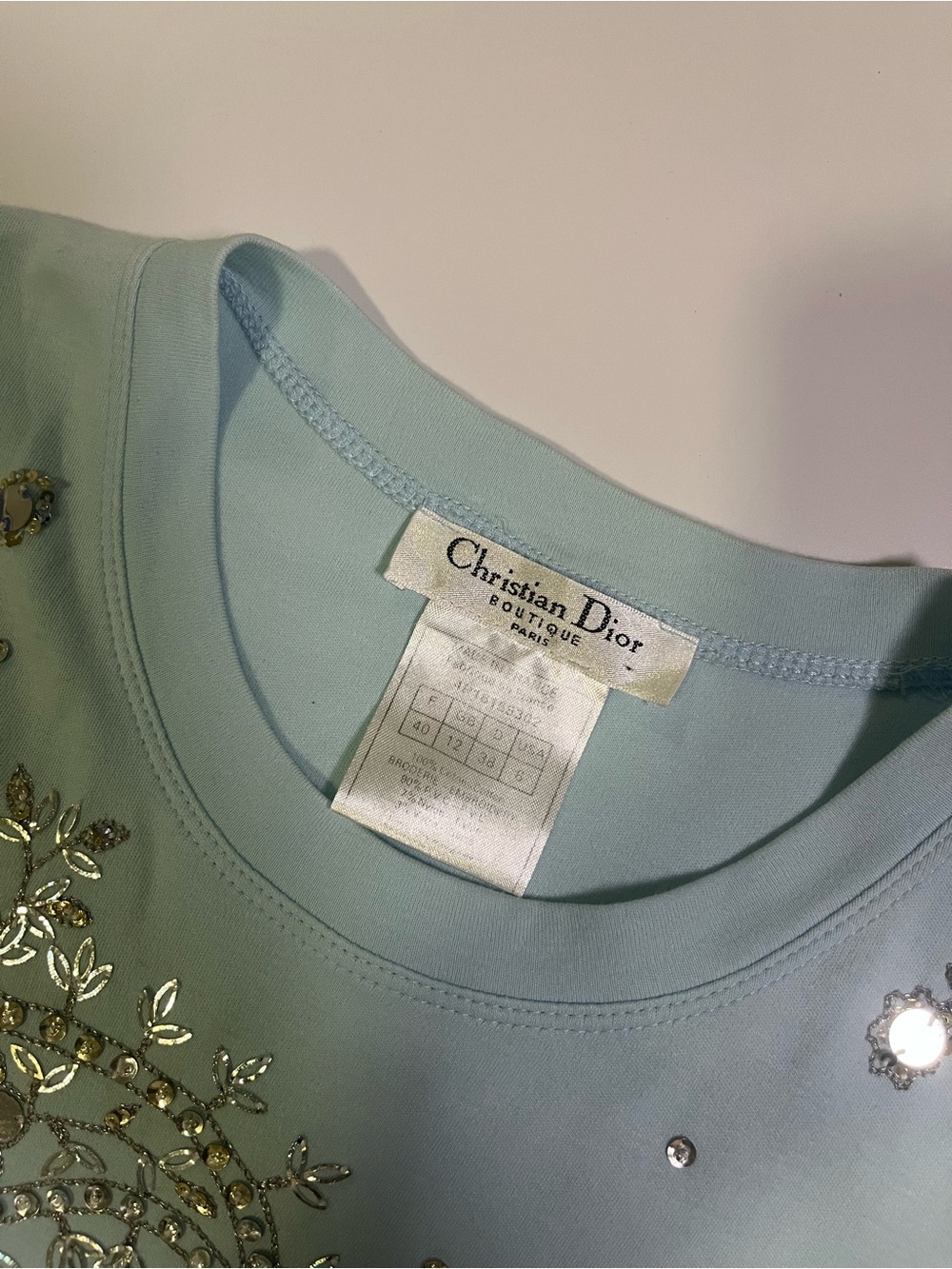 vintage christian dior teal blue embroidered beaded paisley tank - Picture 4 of 6
